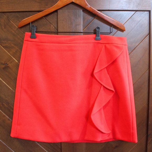 J. Crew Dresses & Skirts - J Crew Ruffle mini skirt in double-serge wool , 12